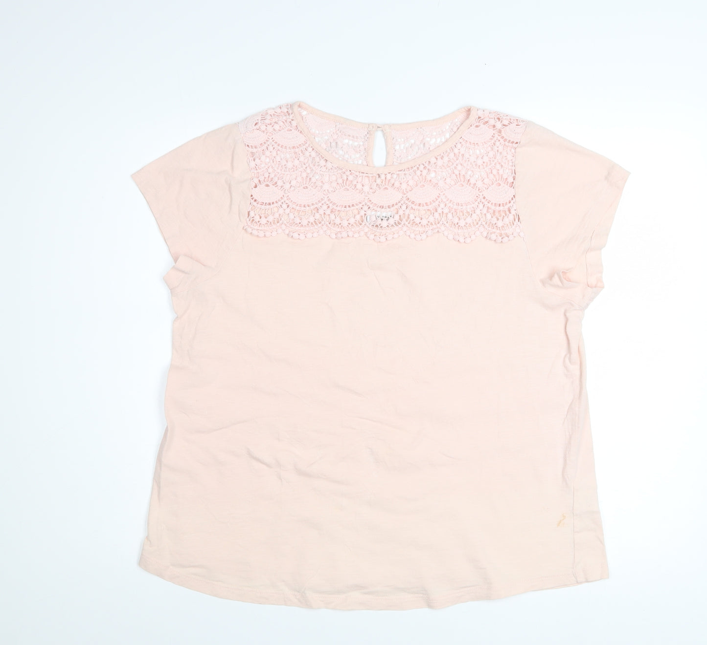 Together Women's Pink Lace Crochet Cotton T-Shirt Size 16