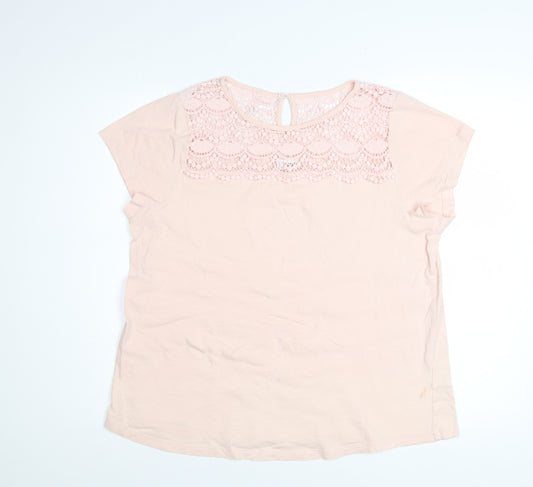 Together Women's Pink Lace Crochet Cotton T-Shirt Size 16