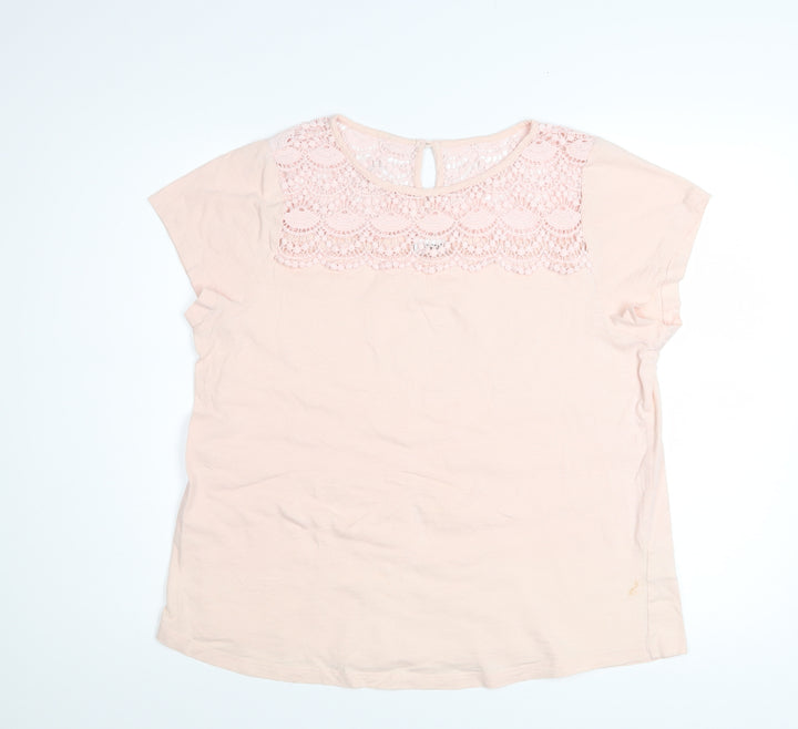 Together Women's Pink Lace Crochet Cotton T-Shirt Size 16