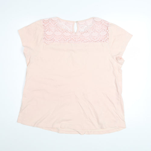 Together Women's Pink Lace Crochet Cotton T-Shirt Size 16