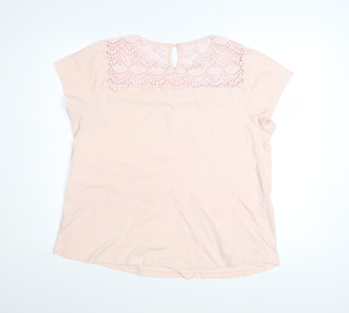 Together Women's Pink Lace Crochet Cotton T-Shirt Size 16