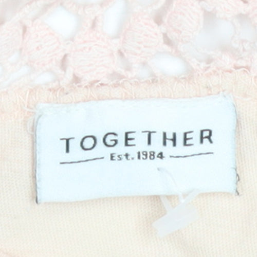 Together Women's Pink Lace Crochet Cotton T-Shirt Size 16