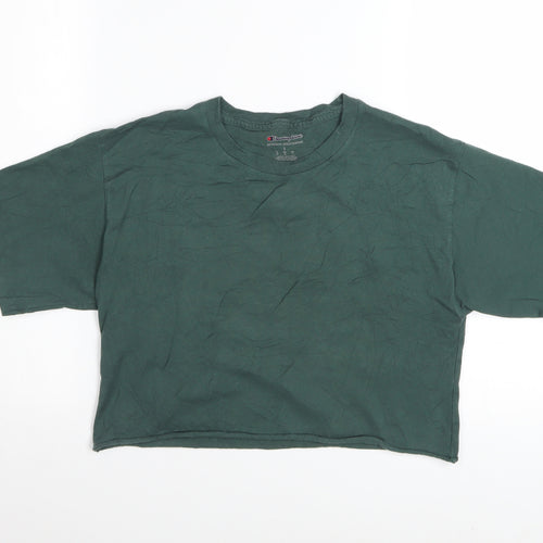 Champion Women's Green Cropped T-Shirt Size S Casual Jersey