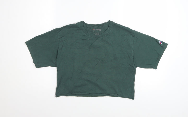 Champion Women's Green Cropped T-Shirt Size S Casual Jersey