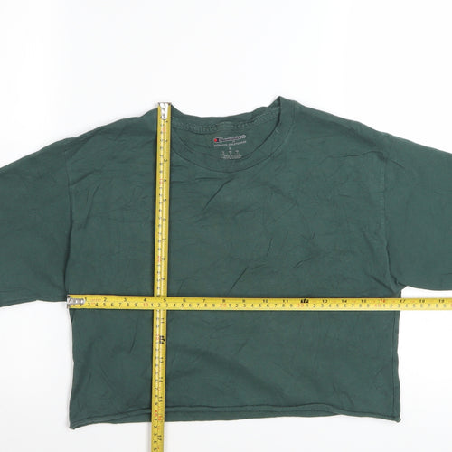 Champion Women's Green Cropped T-Shirt Size S Casual Jersey