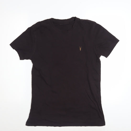 AllSaints Men's Black Slim Fit Crew Neck Cotton T-Shirt Size S