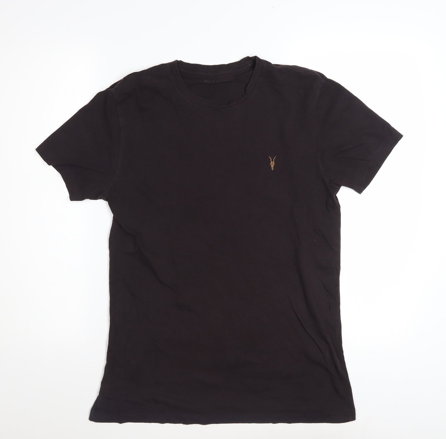 AllSaints Men's Black Slim Fit Crew Neck Cotton T-Shirt Size S