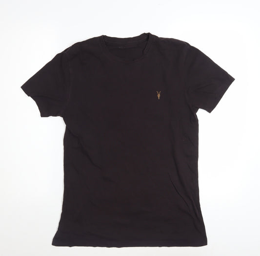 AllSaints Men's Black Slim Fit Crew Neck Cotton T-Shirt Size S