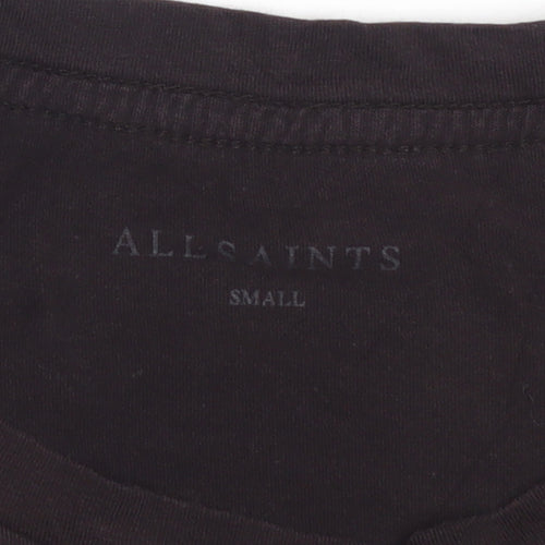 AllSaints Men's Black Slim Fit Crew Neck Cotton T-Shirt Size S