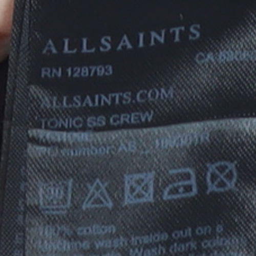AllSaints Men's Black Slim Fit Crew Neck Cotton T-Shirt Size S