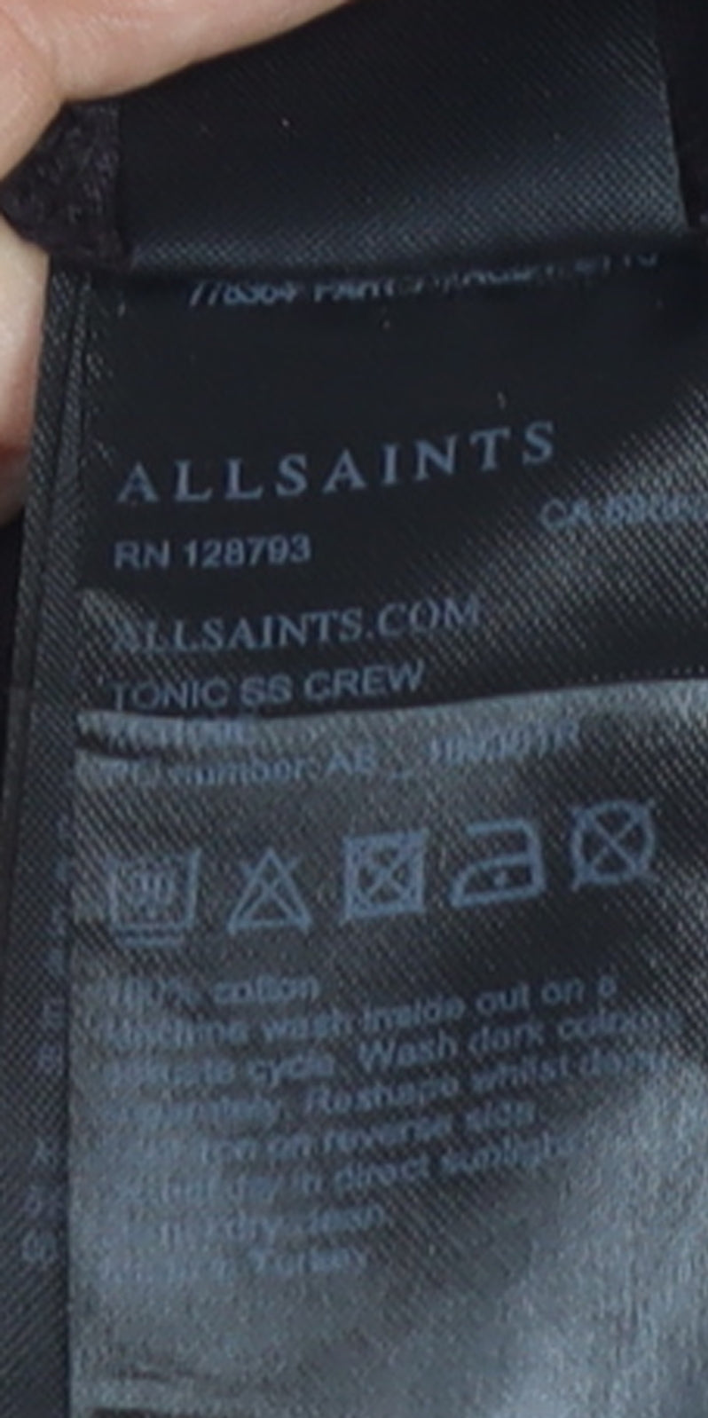 AllSaints Men's Black Slim Fit Crew Neck Cotton T-Shirt Size S