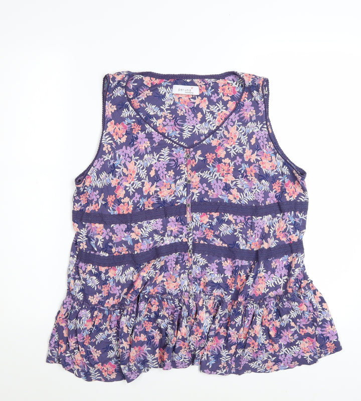 Marks and Spencer Per Una Women’s Multicoloured Floral Sleeveless Tunic Blouse Size 18