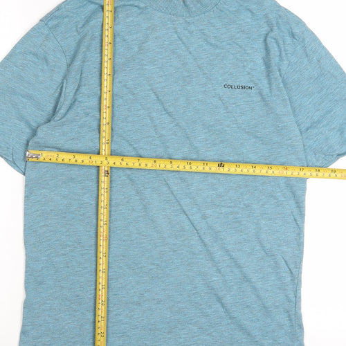 Collusion Women's Blue Basic Short Sleeve T-Shirt Size 2XS