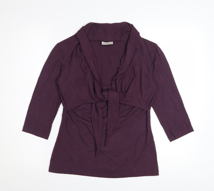 Kettlewell Womens Purple Wrap Blouse 3/4 Sleeve M Viscose Top