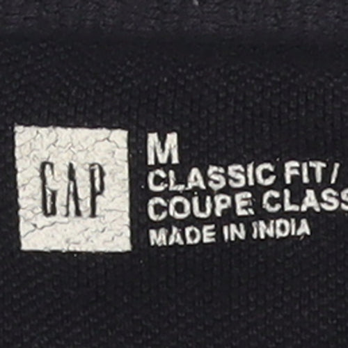 GAP Men's Black Striped Classic Fit Short Sleeve Cotton Polo M