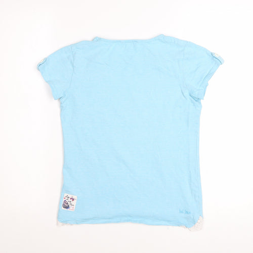 Fat Face Girls Blue 10-11 Years Seahorse Graphic Cotton T-Shirt