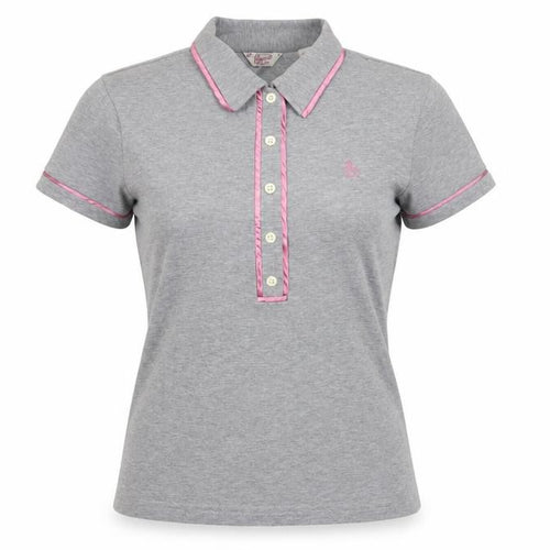 Original Penguin Women's Grey Polo Shirt Small Short Sleeve Cotton