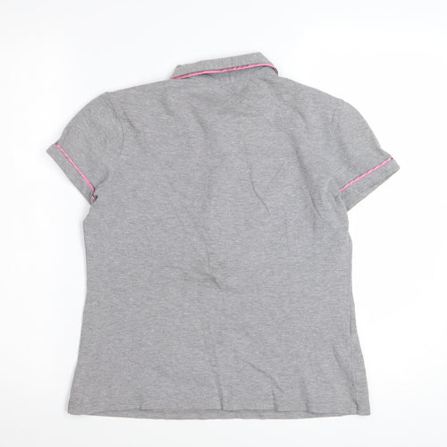 Original Penguin Women's Grey Polo Shirt Small Short Sleeve Cotton