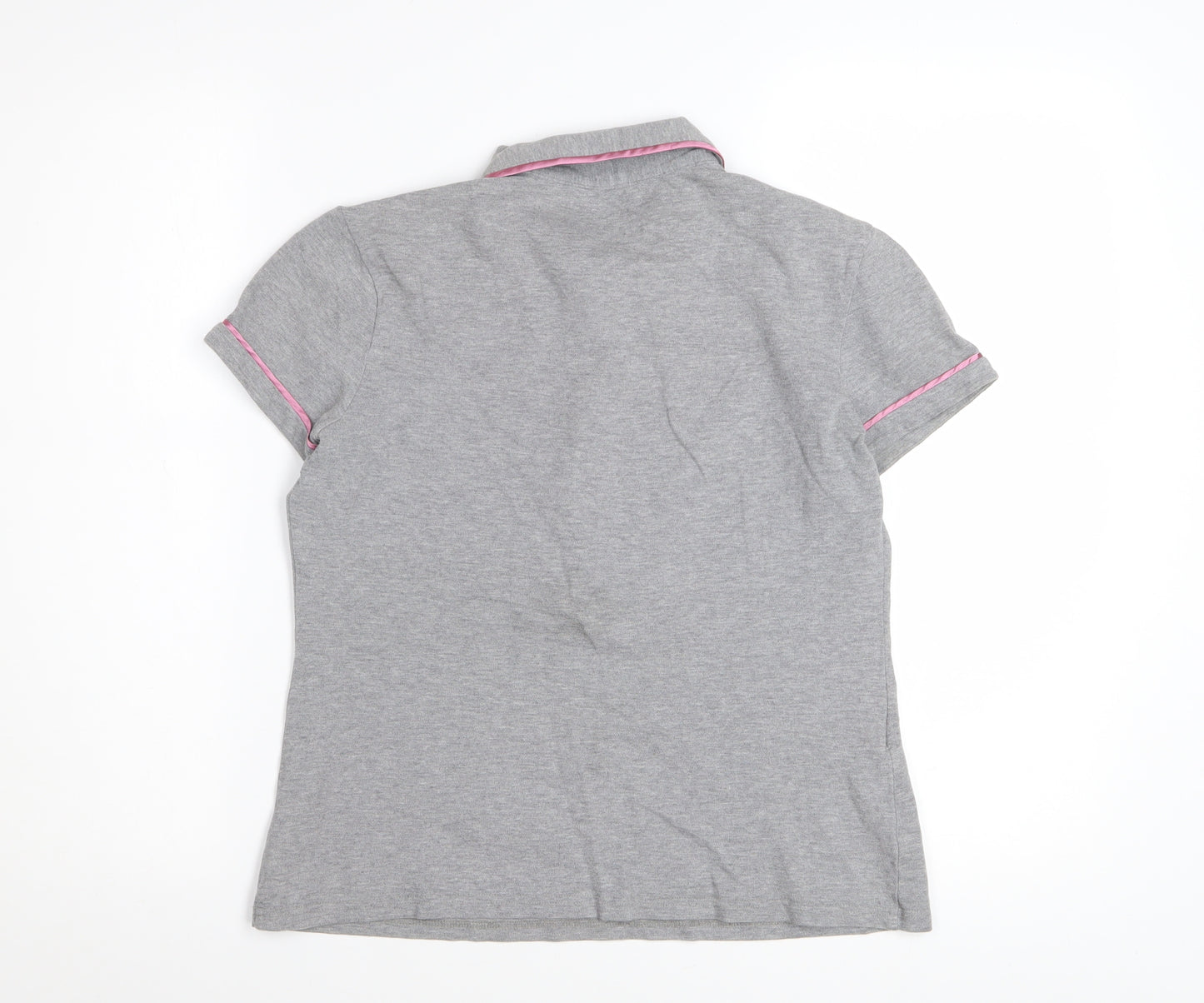 Original Penguin Women's Grey Polo Shirt Small Short Sleeve Cotton