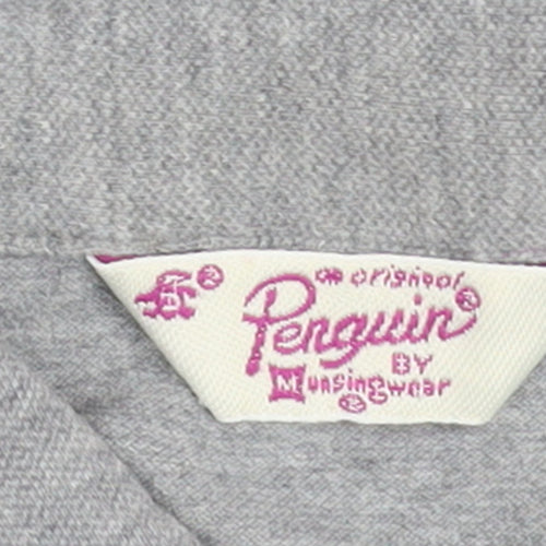 Original Penguin Women's Grey Polo Shirt Small Short Sleeve Cotton
