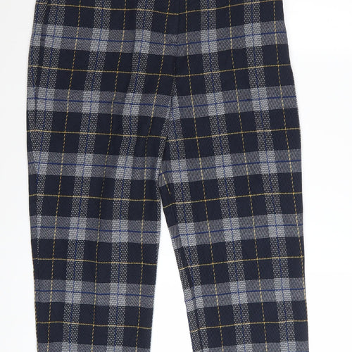 Marks and Spencer Women Blue Plaid Trousers Size 10 Straight Leg