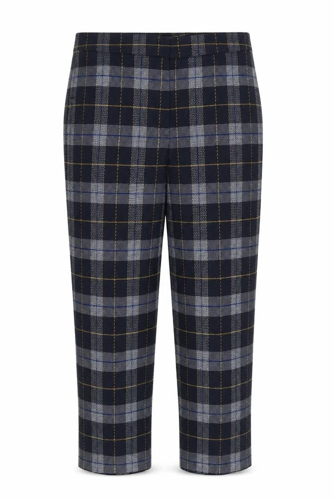 Marks and Spencer Women Blue Plaid Trousers Size 10 Straight Leg