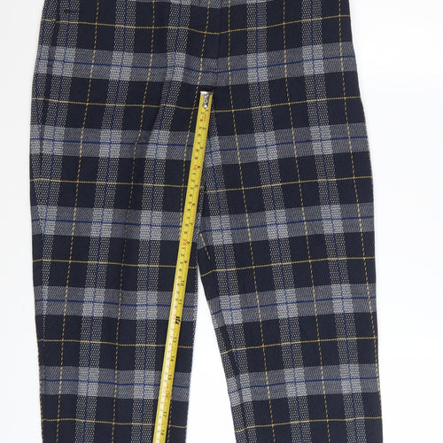 Marks and Spencer Women Blue Plaid Trousers Size 10 Straight Leg