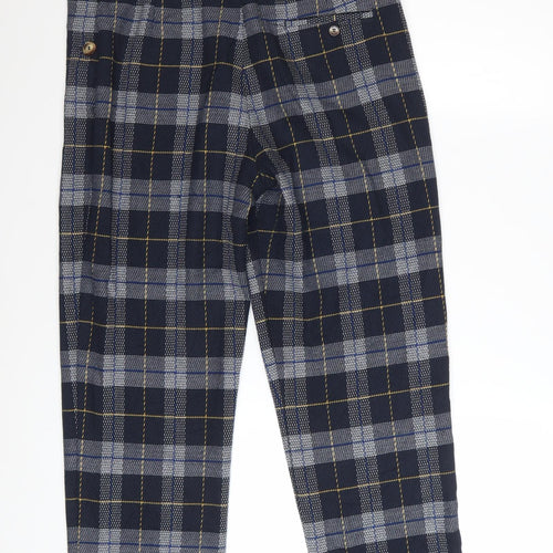 Marks and Spencer Women Blue Plaid Trousers Size 10 Straight Leg