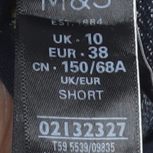 Marks and Spencer Women Blue Plaid Trousers Size 10 Straight Leg