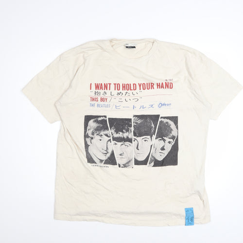 Pull & Bear The Beatles Ivory Women's T-Shirt L Short Sleeve Graphic Retro