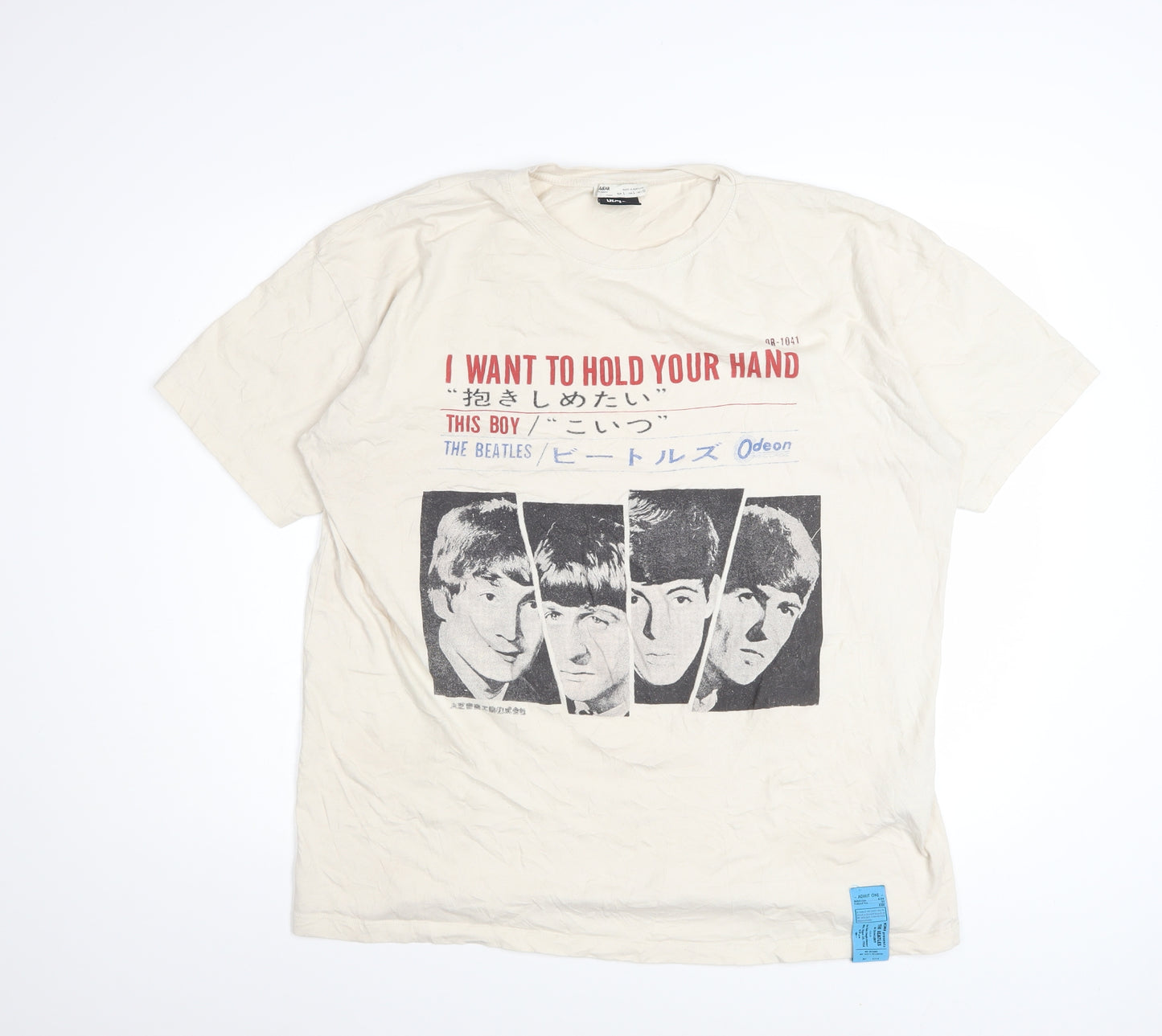 Pull & Bear The Beatles Ivory Women's T-Shirt L Short Sleeve Graphic Retro