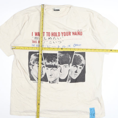 Pull & Bear The Beatles Ivory Women's T-Shirt L Short Sleeve Graphic Retro