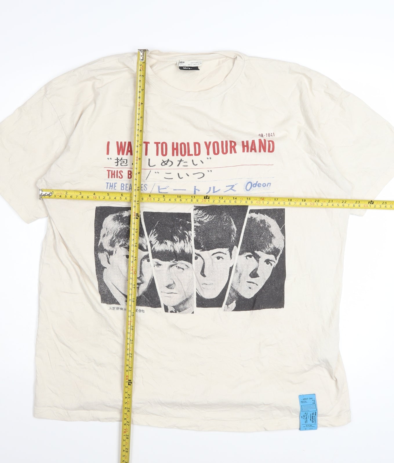 Pull & Bear The Beatles Ivory Women's T-Shirt L Short Sleeve Graphic Retro