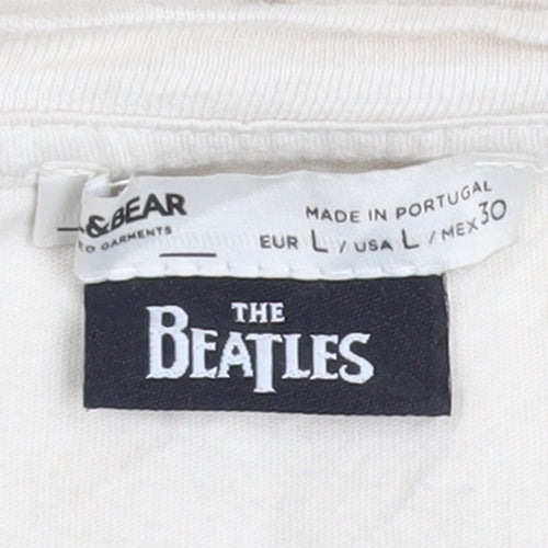 Pull & Bear The Beatles Ivory Women's T-Shirt L Short Sleeve Graphic Retro