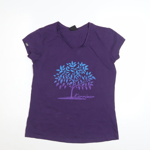 Karrimor Women's Purple V-Neck Short Sleeve Cotton T-Shirt Size 14
