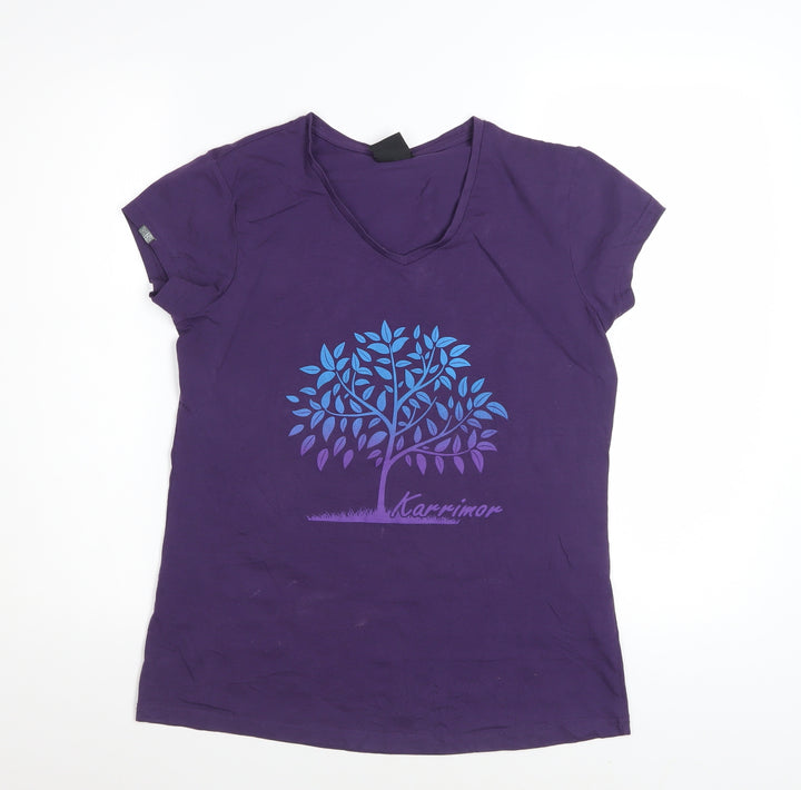 Karrimor Women's Purple V-Neck Short Sleeve Cotton T-Shirt Size 14