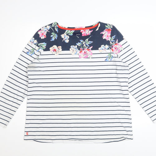 Joules Women’s Multicoloured Floral Stripe Long Sleeve Cotton Top Size 18