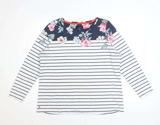 Joules Women’s Multicoloured Floral Stripe Long Sleeve Cotton Top Size 18