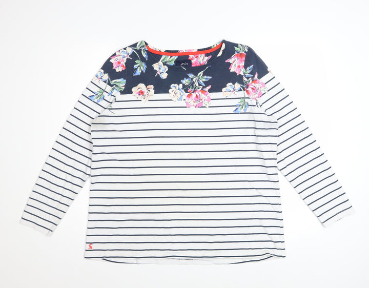 Joules Women’s Multicoloured Floral Stripe Long Sleeve Cotton Top Size 18