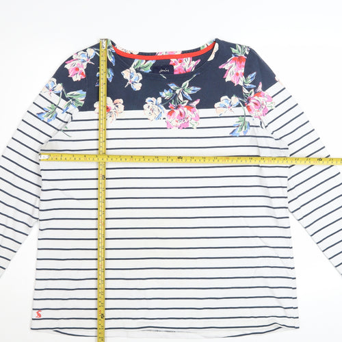 Joules Women’s Multicoloured Floral Stripe Long Sleeve Cotton Top Size 18