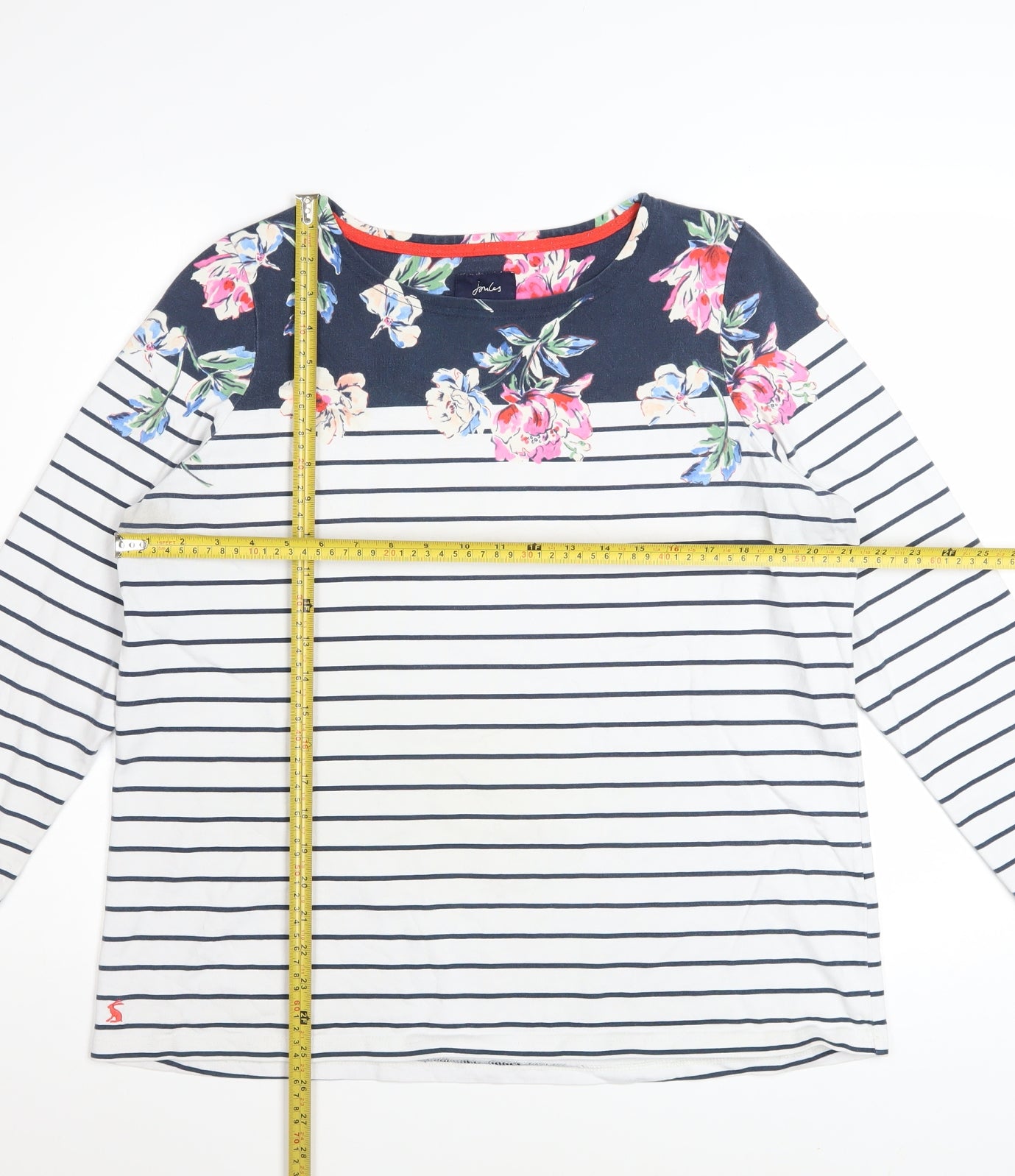Joules Women’s Multicoloured Floral Stripe Long Sleeve Cotton Top Size 18