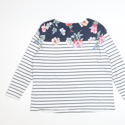 Joules Women’s Multicoloured Floral Stripe Long Sleeve Cotton Top Size 18
