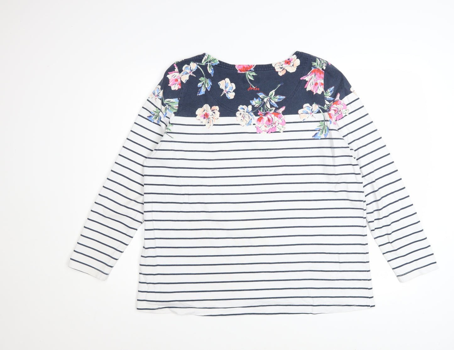 Joules Women’s Multicoloured Floral Stripe Long Sleeve Cotton Top Size 18