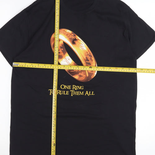 The Lord of the Rings Men's Black Graphic T-Shirt L Cotton Fantasy Tee