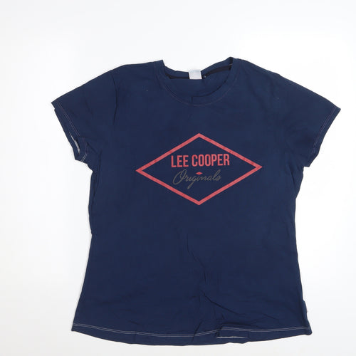Lee Cooper Women's Blue Crew Neck Short Sleeve Cotton T-Shirt Size 18