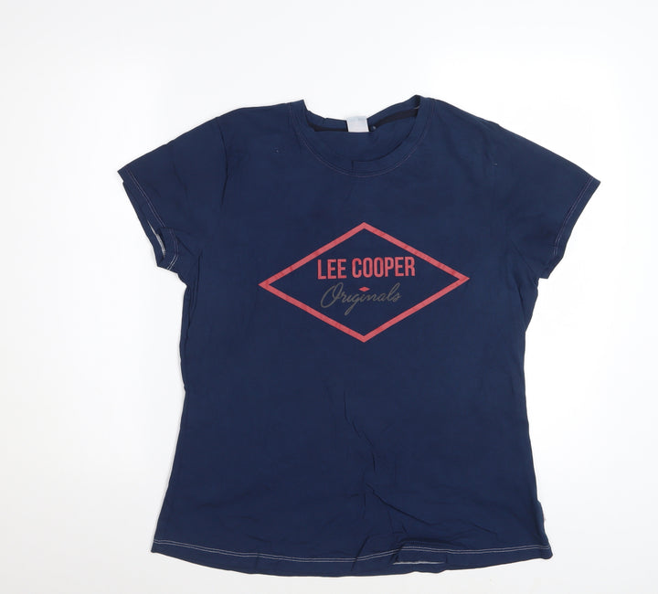 Lee Cooper Women's Blue Crew Neck Short Sleeve Cotton T-Shirt Size 18