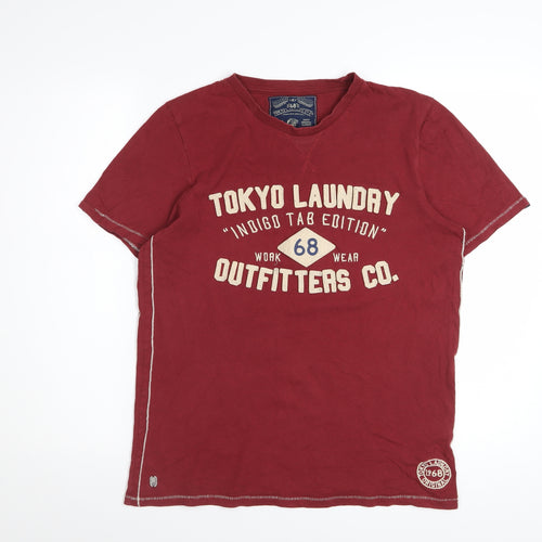Tokyo Laundry Men's Red Graphic Regular Fit Cotton T-Shirt Size M