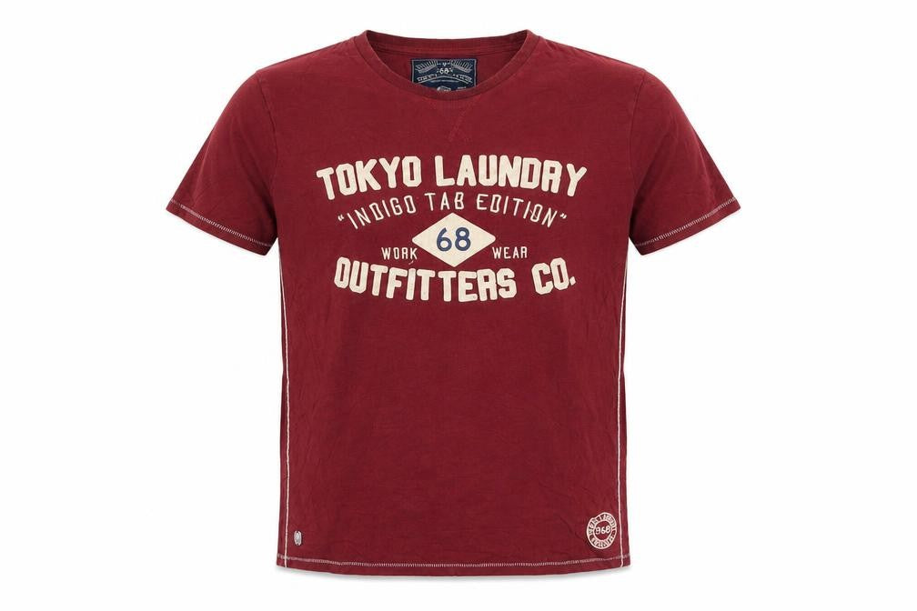 Tokyo Laundry Men's Red Graphic Regular Fit Cotton T-Shirt Size M
