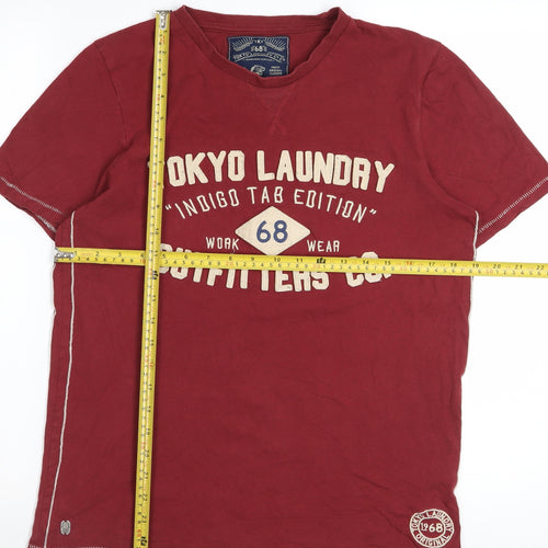 Tokyo Laundry Men's Red Graphic Regular Fit Cotton T-Shirt Size M