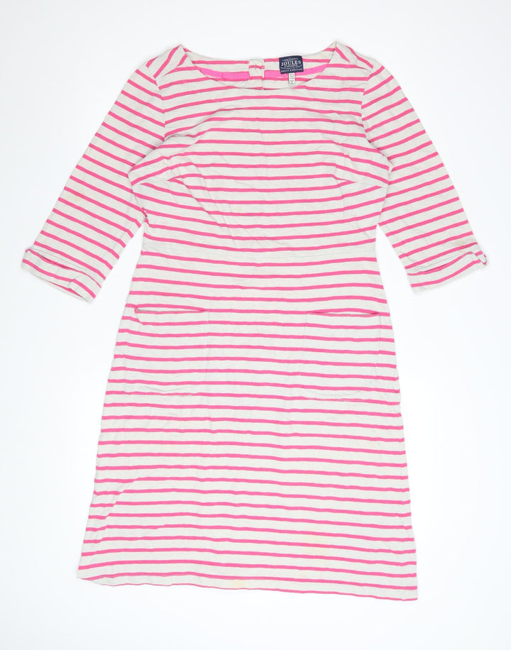 Joules Women’s Pink Striped Cotton Shift Dress Size 12